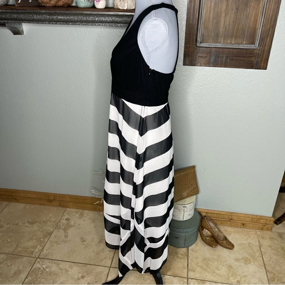 Inc International Concepts Asymmetrical Hem Maxi Dress Black White Stripe - Picture 7 of 13